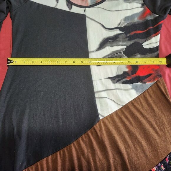 Highness Women 1X Asymmetrical Tunic Dress Art Wear Patchwork Lagenlook - Picture 7 of 11